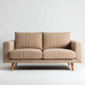 Sofa dwuosobowa w kolorze jasnobeżowym z tkaniny i drewnianymi nogami 200 x 90 x 85cm