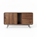 Szafka RTV z drewna orzechowego o wymiarach 120 x 50 x 70cm z metalowymi nogami