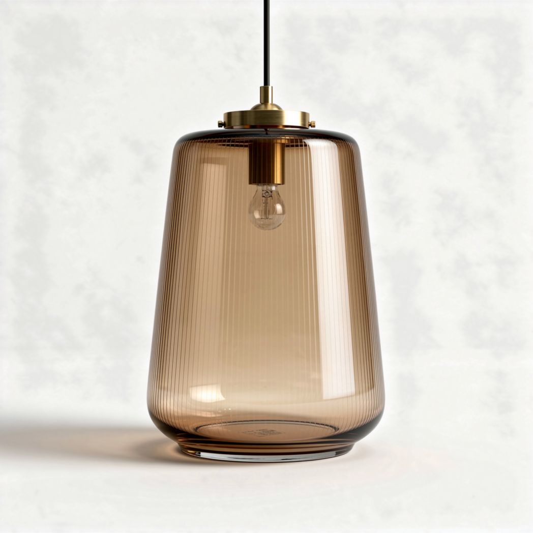 Lampa wisząca szklana brązowa z metalowym wykończeniem 23 x 23 x 30cm